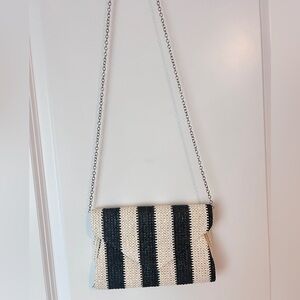 Black and Cream Striped Shoulder Bag